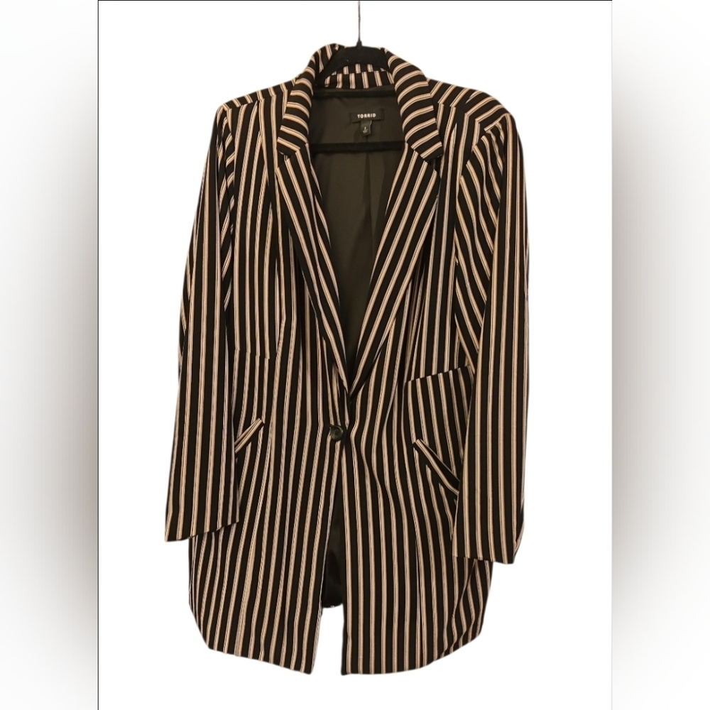 Torrid Black and White Striped Women's Blazer